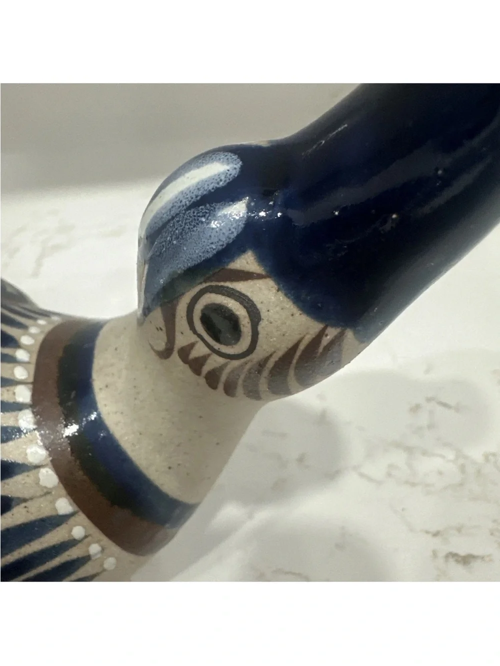 Vintage Tonala Mexico Pottery Duck Figurine Hand Painted Folk Art Bird